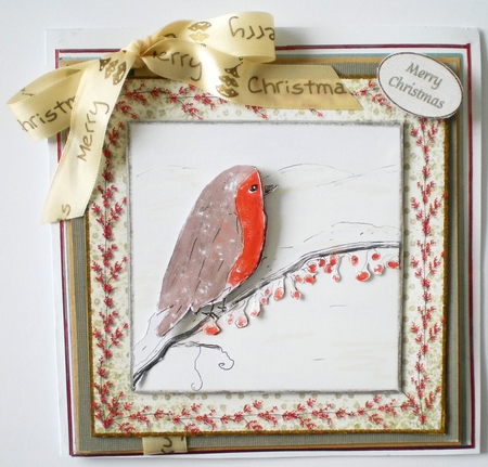 ROBIN CHRISTMAS DECOUPAGE: 8 by 8 Inch Mini Kit with 8 Sentiment Tags & Commercial Use by Pamela Horton