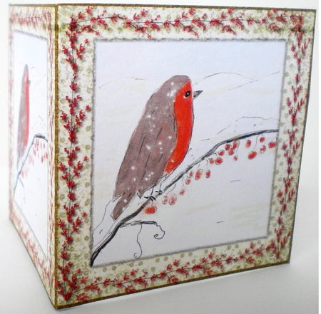 ROBIN CHRISTMAS DECOUPAGE: 8 by 8 Inch Mini Kit with 8 Sentiment Tags & Commercial Use by Pamela Horton