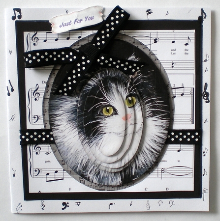 Beautiful Blackand White Kitten topper , Pyramid by Pamela Horton