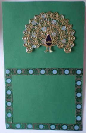 PEACOCK-SHAPED CARD with Decoupage For Birthdays and Other Occasions, With Commercial Use by Pamela Horton