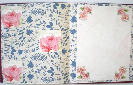 Mixed Roses on a blue  Oval Mat by Pamela Horton