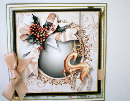 White Christmas - Golden Reindeer 8x8 by Pamela Horton