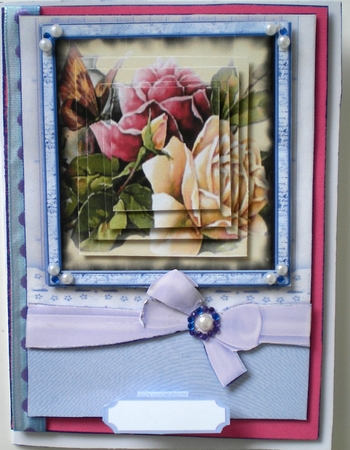Beautiful Cream and Lilac Roses on a Wood Mat  by Pamela Horton