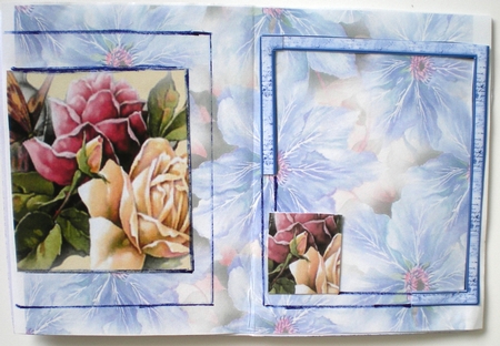 Beautiful Cream and Lilac Roses on a Wood Mat  by Pamela Horton