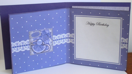 50th Birthday Perfume Lace & Pearls square landscape insert by Pamela Horton