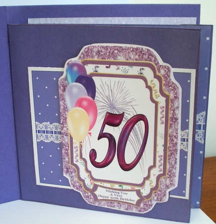 50th Birthday Perfume Lace & Pearls square landscape insert by Pamela Horton