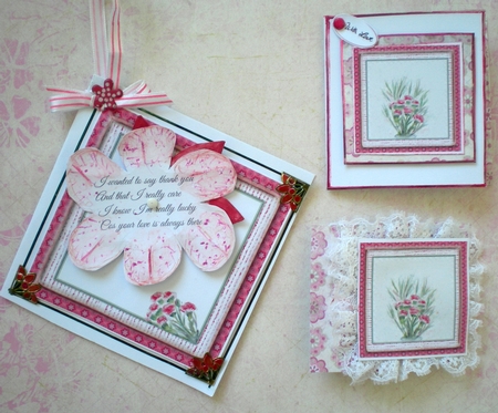 PINK CARNATIONS FLORAL INSERT: For Mothers Day, Birthdays & Female Occasions, With Optional Verse and Bonus Gift Tag/Mini Topper by Pamela Horton