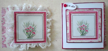 PINK CARNATIONS FLORAL INSERT: For Mothers Day, Birthdays & Female Occasions, With Optional Verse and Bonus Gift Tag/Mini Topper by Pamela Horton