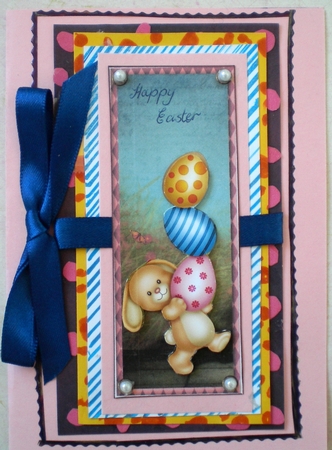Easter Bunny Carrying Eggs Card front with Bookmark And Gift Tag by Pamela Horton