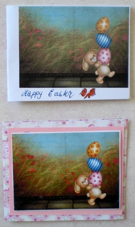 Easter Bunny Carrying Eggs Card front with Bookmark And Gift Tag by Pamela Horton