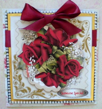 Red Roses and Babys Breath by Pamela Horton