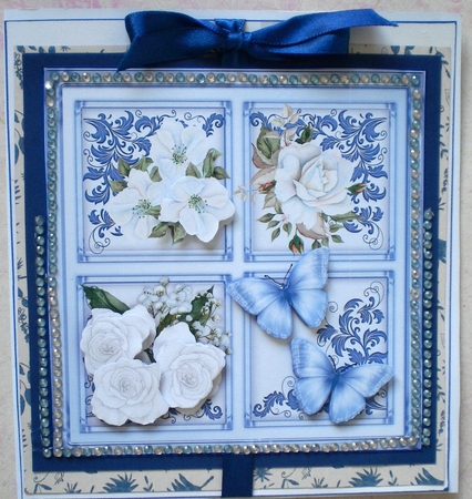 4 Square , Lilac and White Roses  by Pamela Horton