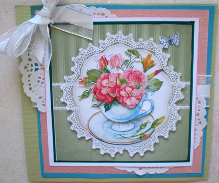 Lovely 6 X 6 Watercolor Flowers In A Teacup by Pamela Horton