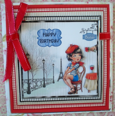 Gay Paree - 6 inch square card front with decoupage by Pamela Horton