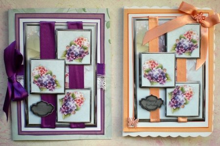 Pretty In Pastel Three Square Quick Card by Pamela Horton