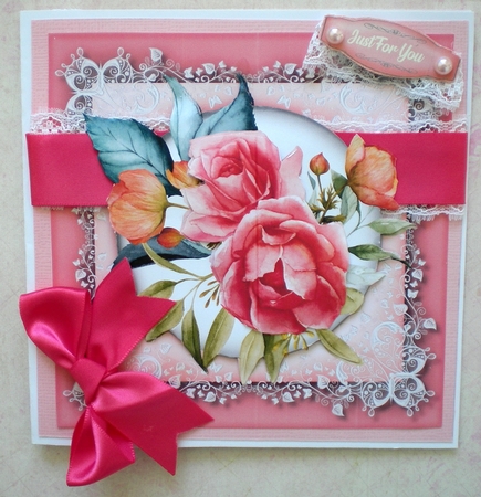 Pink BoHo Roses on Lace 4 by Pamela Horton