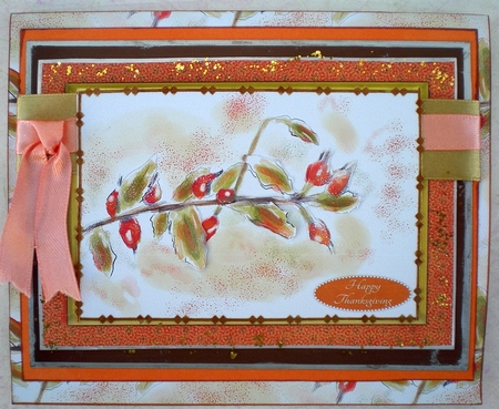 HAPPY THANKSGIVING BERRIES: A5 Quick Card With Decoupage, 8 Sentiment Tags & Commercial Use by Pamela Horton