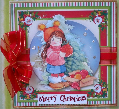 Little Girl with Christmas Baubles by Pamela Horton