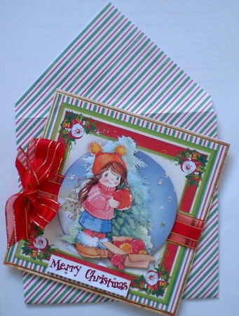 Little Girl with Christmas Baubles by Pamela Horton