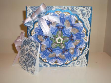 Iris Flower Fantasy Mandala Doily Decoupage Card Sheet by Pamela Horton