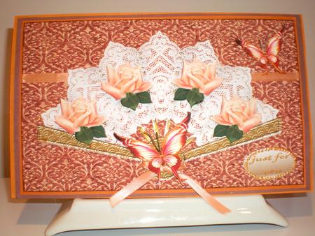 Lace Fan Roses Butterflies by Pamela Horton