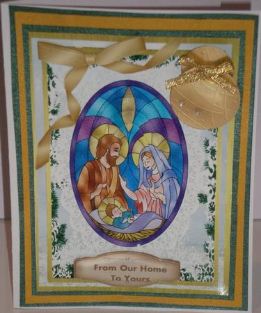 Lovely Pyramarge Nativity on Lace and Snowflakes . by Pamela Horton