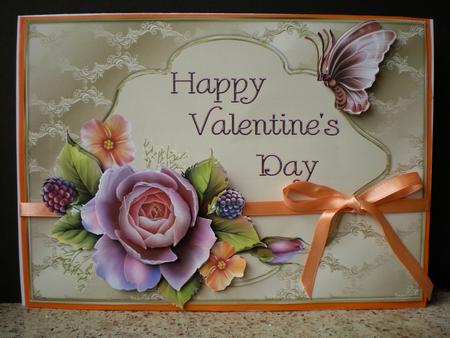 Valentines English Rose Card Front by Pamela Horton