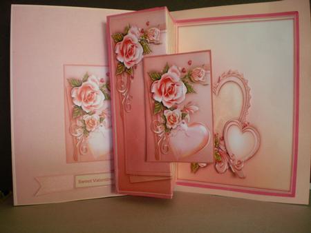 Romance Rose and Hearts Fold Back Card by Pamela Horton