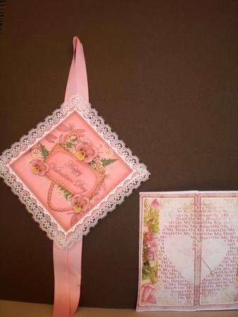Pink Pansy Valentines Day 8in Vintage Decoupage Topper by Pamela Horton