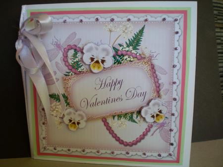 Lilac Pansy Valentines Day 8in Vintage Decoupage Topper by Pamela Horton
