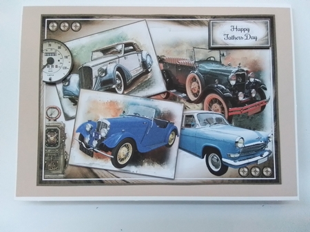Retro Cars Card Front With Decoupage 04 by Pamela J
