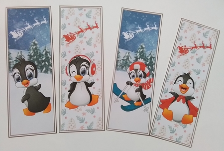 Christmas Penguins 4 x Bookmarks 4 by Pamela J