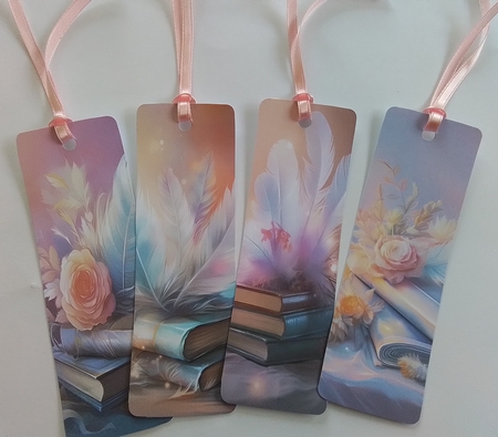Dreamy Books and Feathers Bookmarks by Pamela J