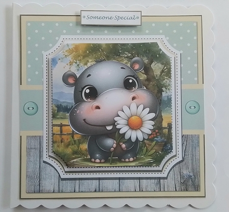 Cutest Animals With Daisy Flower Card & Toppers Set by Pamela J