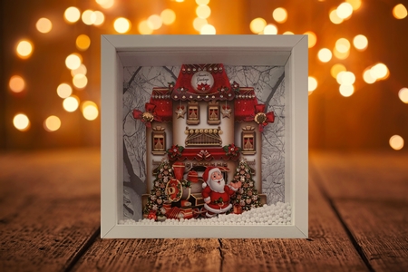 Festive Christmas House with Santa Decoration Card Mini Kit by Pamela Rook