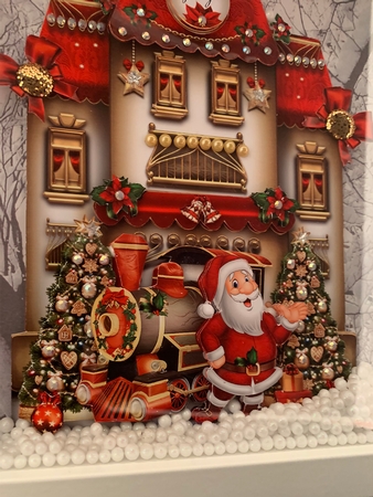 Festive Christmas House with Santa Decoration Card Mini Kit by Pamela Rook