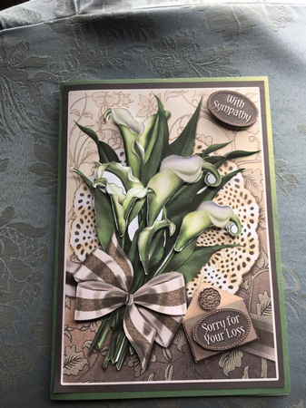 Calla Lilies Bouquet on a Broiderie Anglaise Mat Sympathy Featured Gallery Photo