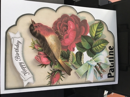 Beautiful Bird on Red Roses - Scalloped Edge Card by Pamela Vick