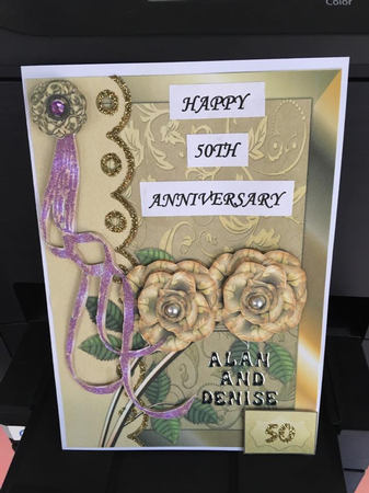 50th Golden Wedding Anniversary Quick Card Front by Pamela Vick