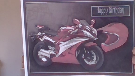 Red Motorbike Decoupage, Birthday, Passing Test by Pamela Vick