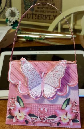 Handbag Gift Box Pink Orchids with Butterfly by Pat E Prater