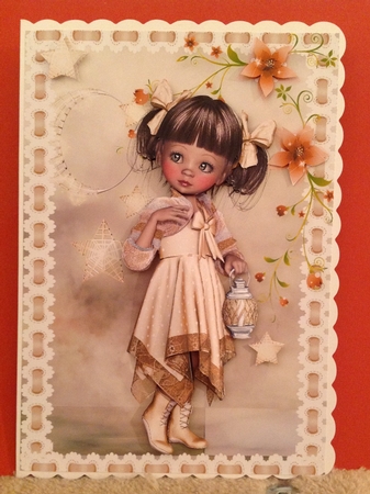 Sweet Little Starshine A5 Card Front & Decoupage by Pat Horsford