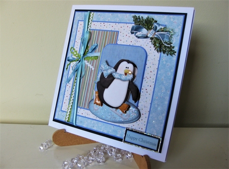 Penguin ice skating 6x6 by Pat Mottram