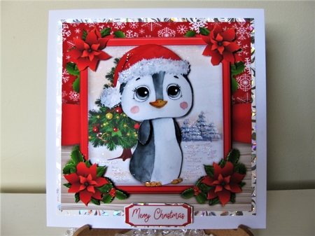 Cute Festive Santa Penguin  6x6 by Pat Mottram