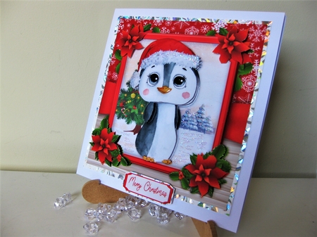 Cute Festive Santa Penguin  6x6 by Pat Mottram