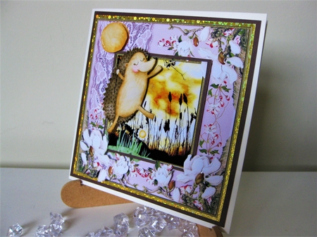 3 Floral hedgehog with balloon card front/toppers by Pat Mottram