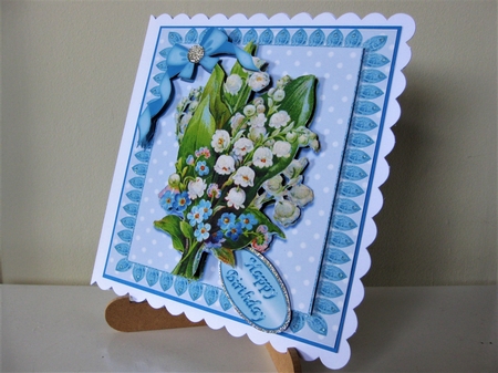 Pretty Vintage Lily of the Valley with Bow 8x8 by Pat Mottram