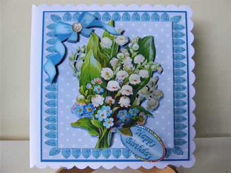 Pretty Vintage Lily of the Valley with Bow 8x8 by Pat Mottram
