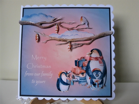 Winter Holiday Penguins Watercolor Art Decoupage Card Making Mini Kit by Pat Mottram