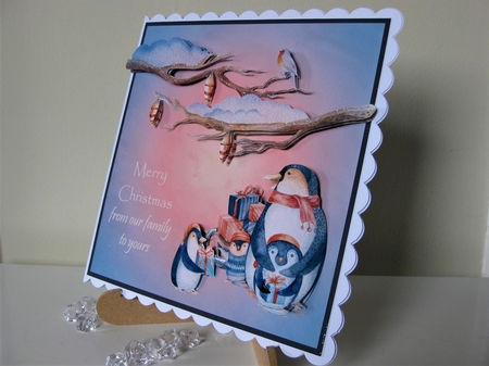 Winter Holiday Penguins Watercolor Art Decoupage Card Making Mini Kit by Pat Mottram